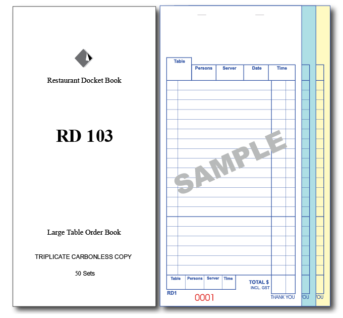 Large Table Order Books Triplicate Pages x 50 Sets Online