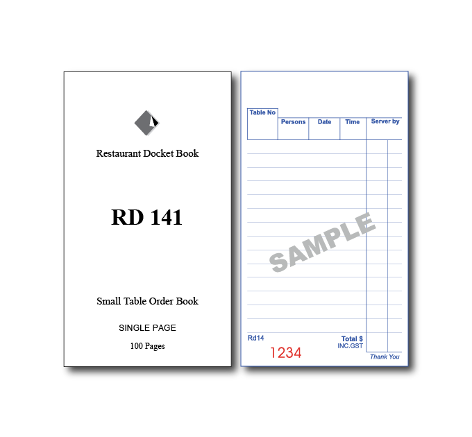 Buy RD141 Standard Table Order Books Single Page x 100 Pages