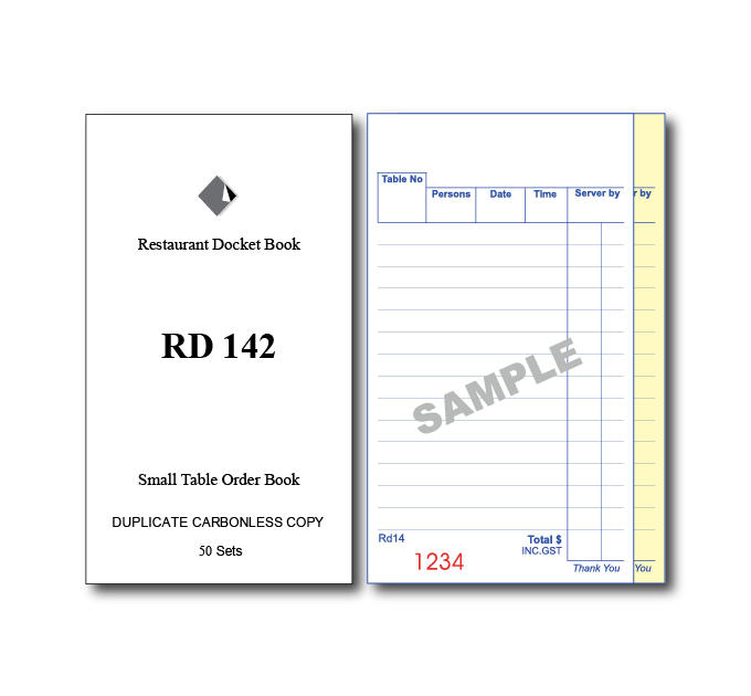 Buy RD142 Standard Table Order Books Duplicate Pages x 50 Pages