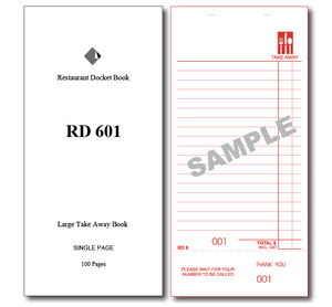 RD601 Large Take Away Books Single Page x 100 Pages, 100 Books Per Box