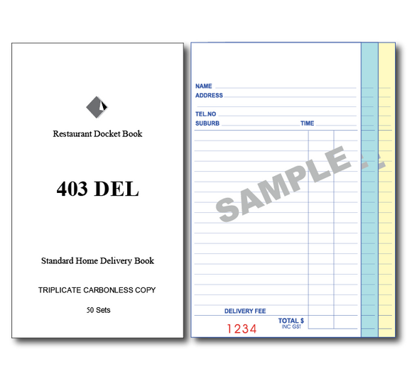 DEL403 Delivery Books Triplicate Pages x 50 Sets, 100 Books Per Box