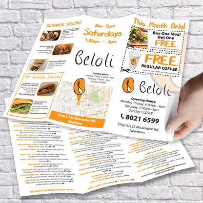 Custom business DL menu takeaway  printing for marketing campaigns