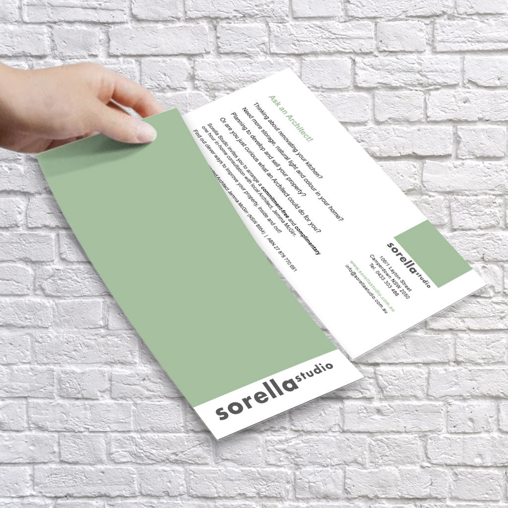Printed A5 flyers with vibrant graphics and branding