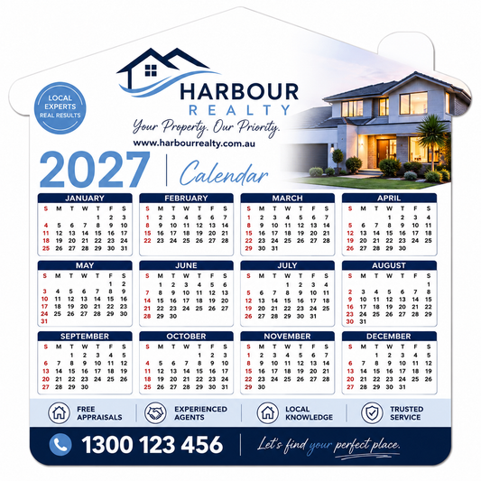 House Shaped Calendar Fridge Magnets for 2027 - 145 x 145mm