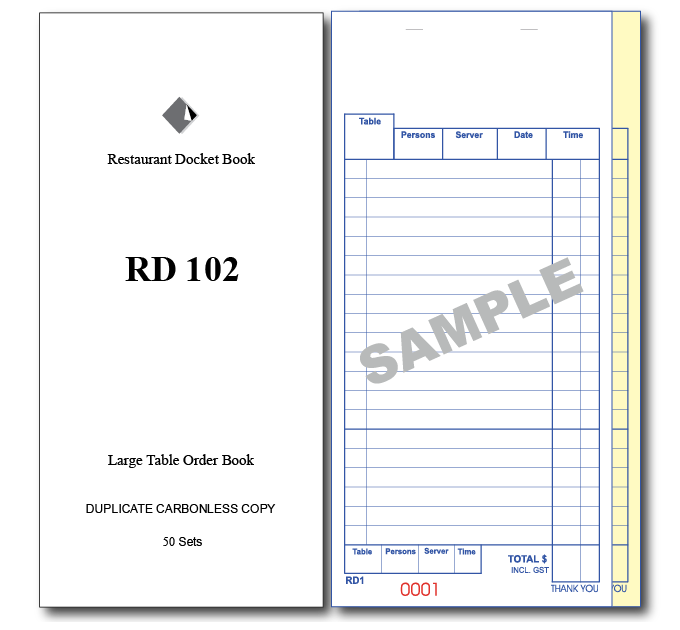 Large Table Order Books Duplicate Pages x 50 Sets Online