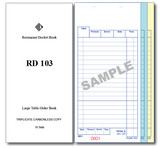 RD103 Large Table Order Books Triplicate Pages x 50 Sets, 100 Books Per Box