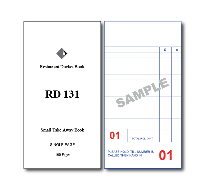 RD131 Small Take Away Books Single Page x 100 Pages, 100 Books Per Box