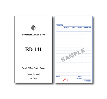 Buy RD141 Standard Table Order Books Single Page x 100 Pages