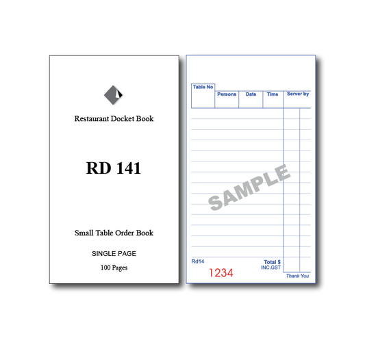 Buy RD141 Standard Table Order Books Single Page x 100 Pages