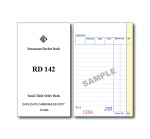 RD142 Standard Table Order Books Duplicate Pages x 50 Pages, 100 Books Per Box