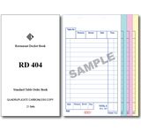 RD404 Standard Table Order Books Quadruplicate Pages x 25 Sets, 100 Books Per Box