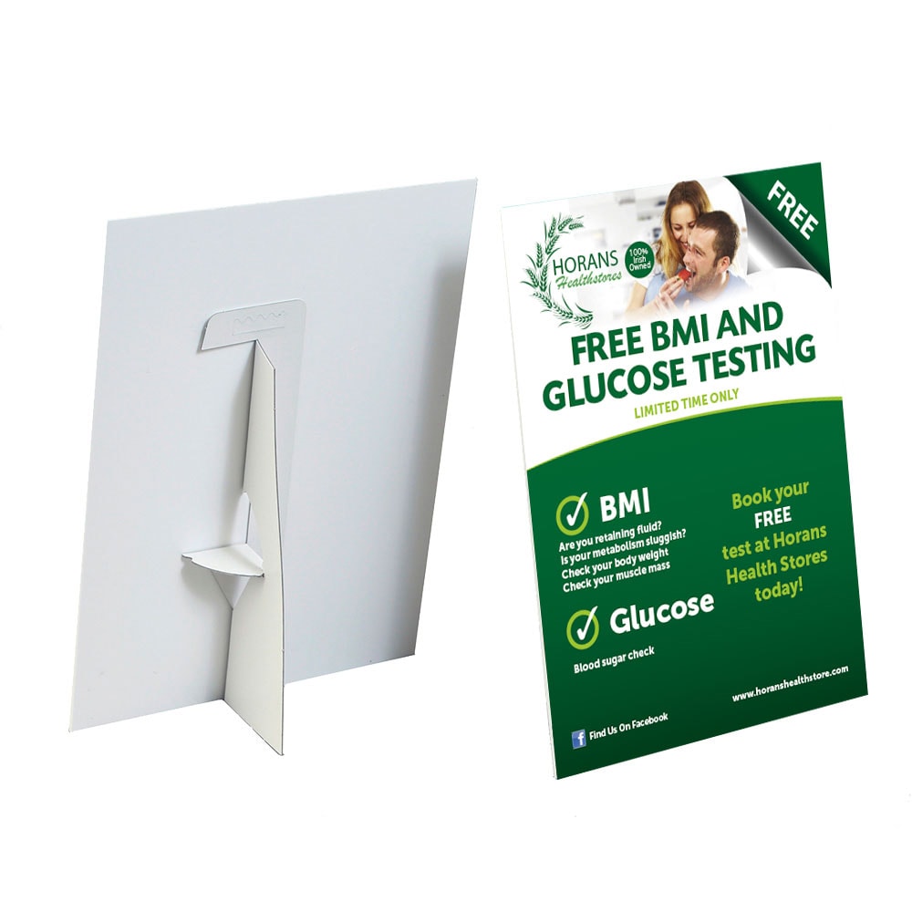 Small Counter Card A5 Laminated Counter Cards: Eye-Catching Displays Here - Emerald Print